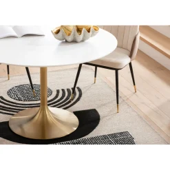 KARE Design Tables À Manger|Table Invitation Blanc-Laiton O120Cm