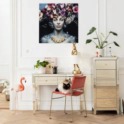 KARE Design Tableaux En Verre|Tableau En Verre Flower Art Lady 80X80Cm