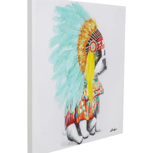 KARE Design Tableaux Sur Toile|Tableau Sur Toile Headdress Dog 80X80Cm