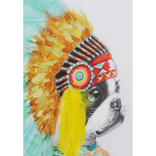 KARE Design Tableaux Sur Toile|Tableau Sur Toile Headdress Dog 80X80Cm