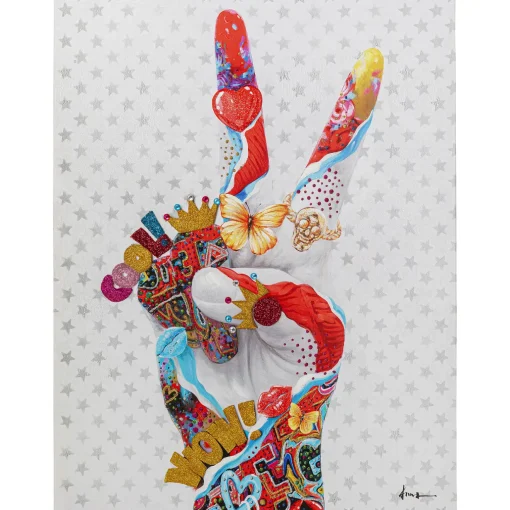 KARE Design Tableaux Sur Toile|Tableau Sur Toile Peace Sign 90X120Cm