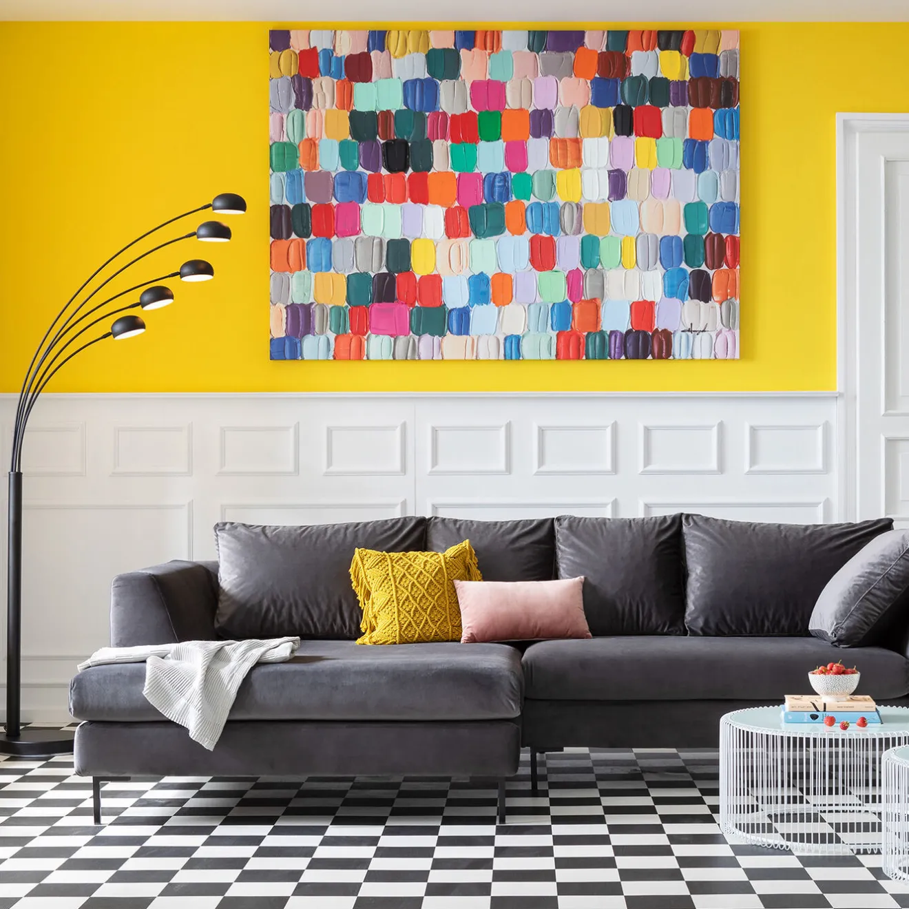 KARE Design Tableaux Sur Toile|Tableau Touched Colorful Dots 200X140Cm