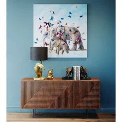 KARE Design Tableaux Sur Toile|Tableau Touched Elefants With Butterflies 120X120