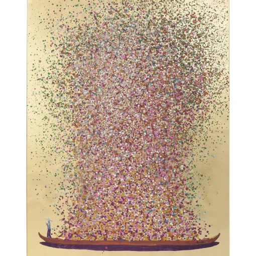KARE Design Tableaux Sur Toile|Tableau Touched Flower Boat Dore-Fuchsia 80X100Cm