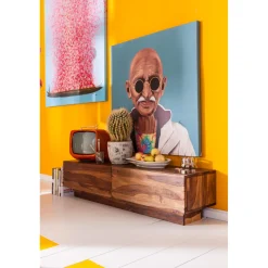 KARE Design Tableaux Sur Toile|Tableau Touched Flower Boat Bleu-Fuchsia 120X160Cm