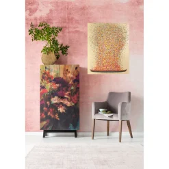 KARE Design Tableaux Sur Toile|Tableau Touched Flower Boat Dore-Rouge 80X100Cm