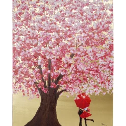 KARE Design Tableaux Sur Toile|Tableau Touched Flower Couple Dore-Fuchsia 120X160