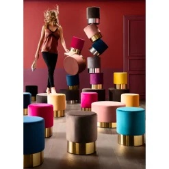 KARE Design Tabourets|Tabouret Cherry Bordeaux Laiton O35Cm