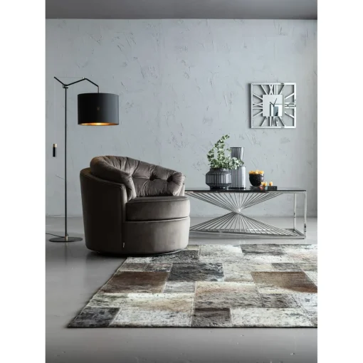 KARE Design Tapis En Peau|Tapis Squares Gris 170X240Cm
